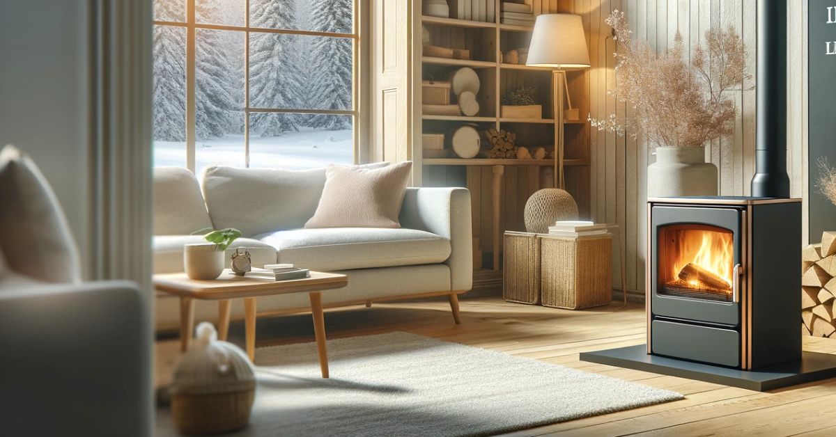 Brændeovn i hyggelig stue